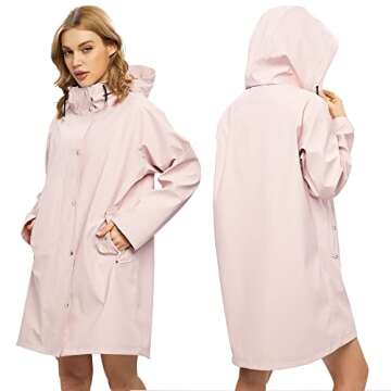 UNIQUEBELLA Upgrade Rain Jackets for Women Waterproof, Raincoat Long Hooded Rain Coats Outdoor Windb...