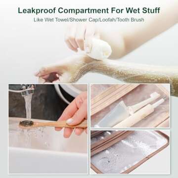 Everfun Hanging Travel Toiletry Bag for Women Traveling With Leakproof Compartment Makeup Cosmetic Organizer Dopp Kit Travel Accessories Essentials Must Have