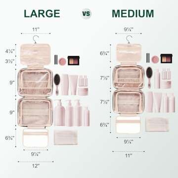 Everfun Hanging Travel Toiletry Bag for Women Traveling With Leakproof Compartment Makeup Cosmetic Organizer Dopp Kit Travel Accessories Essentials Must Have