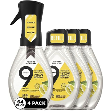 9 Elements Natural Dish Soap Spray with Lemon Oil - 64oz