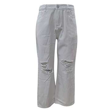 MASZONE High Waist Jeans for Women Y2K Fashion Wide Leg Straight Denim Jeans Casual Baggy Trousers Vintage Denim Pants White