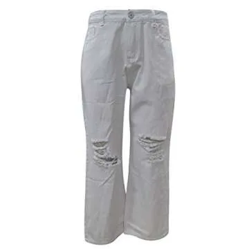 MASZONE High Waist Jeans for Women Y2K Fashion Wide Leg Straight Denim Jeans Casual Baggy Trousers Vintage Denim Pants White