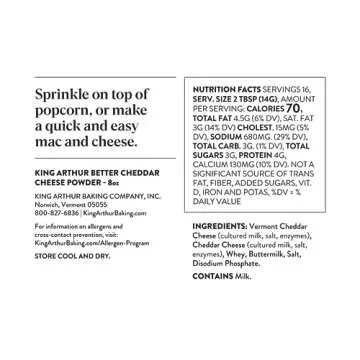 King Arthur Better Cheddar Cheese Powder: Premium Sharp Cheddar Flavor for Popcorn, Pasta, and More - Versatile Cooking Ingredient in 8 oz Reusable Jar - Elevate Your Dishes with Rich, Authentic Taste