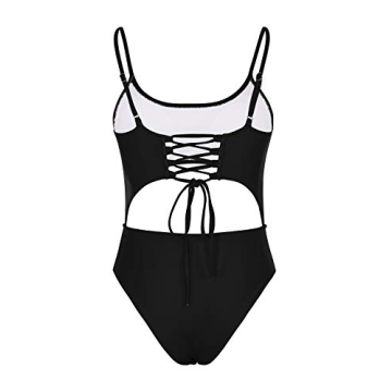 Meyeeka Women Spaghetti Strap Cut Out Monokini Swimwear