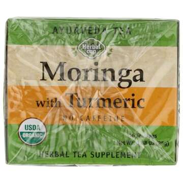 Herbal Cup Ayurveda Moringa Tea, Organic Turmeric Blend