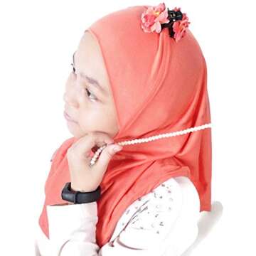 Silk Story Nur Girls Kids 1 piece Amira Hijab Headscarf Instant Scarf Cotton Lycra (Orange)