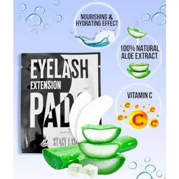 100 Pairs Set Premium Under Eye Gel Pads for Eyelash Extension - Lint Free Patches with Vitamin C and Aloe Vera by Stacy Lash supplies and Beauty tools - Hydrogel Eye Pads - Skin Moisturizes