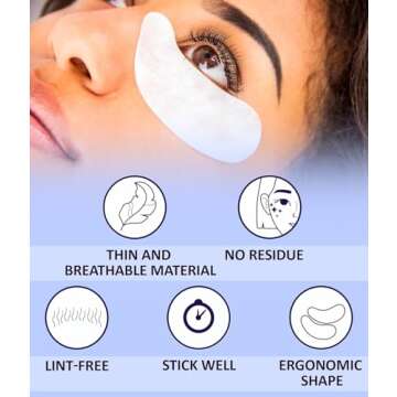 100 Pairs Set Premium Under Eye Gel Pads for Eyelash Extension - Lint Free Patches with Vitamin C and Aloe Vera by Stacy Lash supplies and Beauty tools - Hydrogel Eye Pads - Skin Moisturizes
