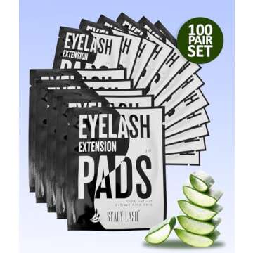 100 Pairs Set Premium Under Eye Gel Pads for Eyelash Extension - Lint Free Patches with Vitamin C and Aloe Vera by Stacy Lash supplies and Beauty tools - Hydrogel Eye Pads - Skin Moisturizes