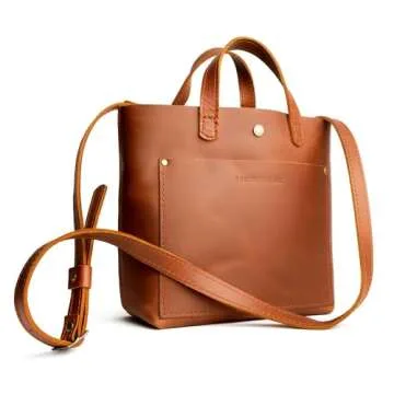 Portland Leather Goods Mini Crossbody Tote Bag for Women – Handmade from from the Finest Full-Grai...
