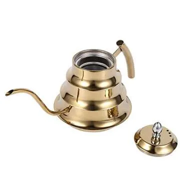 1.2L Gooseneck Tea Pot, Tea Kettle Anti-rust and -resistant Tea Pot, for using on Gas, Electric and Induction Stove Home Kitchen Use(Golden)