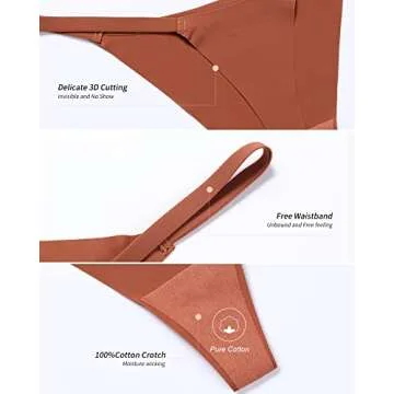 DEANGELMON G-string Thongs for Women Panties No Show Thong Seamless Underwear Low Rise Comfortable Microfiber Workout Pack (6P2,M-NEWS)