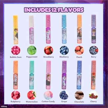 Disney Frozen 12 Piece Plant Based Lip Gloss, Girls Party Favors, First Makeup Set for Girl, Perfect...
