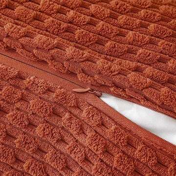 MIULEE Burnd Orange Pom-pom Throw Pillow Covers Set