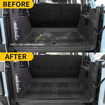 Maxzina Floor Mats Compatible with 2021 2022 2023 2024 2025 Ford Bronco Trunk Mat Cargo Liner Kick M...