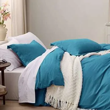Soft Bedsure Teal King Duvet Cover Set, 3 Pieces