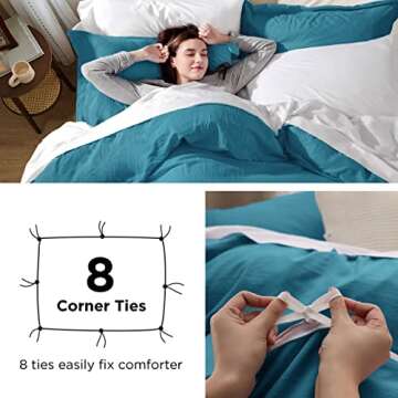 Bedsure Teal Duvet Cover King Size - 3 Pieces Prewashed Extra Soft Bedding Set, Includes 1 Duvet Cover 104x90 Inches with Zipper Closure & 2 Pillow Shams, Comforter Not Included