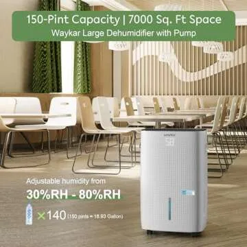 Waykar 150 Pints 7,000 Sq. Ft Energy Star Dehumidifier with Pump for Commercial and Industrial Large Room, Basement, Home, Storage, Warehouse with Drain Hose and Water Tank