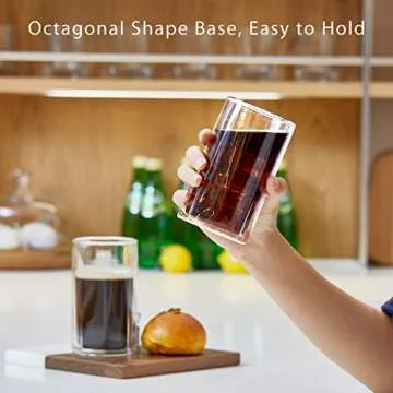 ZENS Unique Octagonal Insulated Double Walled Glasses Set