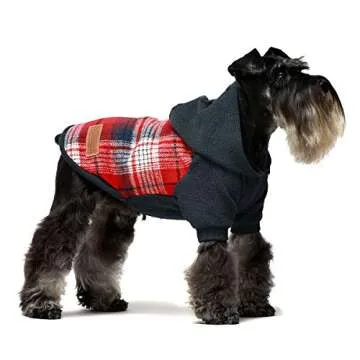 Fitwarm Tartan Plaid Dog Hoodie, Knitted Dog Clothes for Small Dogs Boy, Pet Sweater with Hood, Cat ...