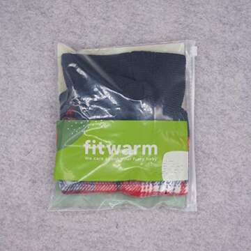 Fitwarm Tartan Plaid Dog Hoodie, Knitted Dog Clothes for Small Dogs Boy, Pet Sweater with Hood, Cat Fleece Lined Winter Outfit, Red, Navy Blue, Small