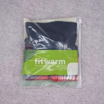 Fitwarm Tartan Plaid Dog Hoodie, Knitted Dog Clothes for Small Dogs Boy, Pet Sweater with Hood, Cat Fleece Lined Winter Outfit, Red, Navy Blue, Small