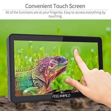 FEELWORLD F6 Plus V2 6 inch DSLR Camera Field Touch Screen Monitor with HDR 3D Lut Small Full HD 1920x1080 IPS Video Peaking Focus Assist 4K HDMI 8.4V DC Input Output Include Tilt Arm