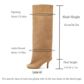 woivok Suede Boots Wide Calf Boots with Slim High Heels Square Toe Stiletto Boots Straight Tall Boot...