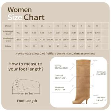 woivok Suede Boots Wide Calf Boots with Slim High Heels Square Toe Stiletto Boots Straight Tall Boots Slouchy Boots Women's Knee High Boots