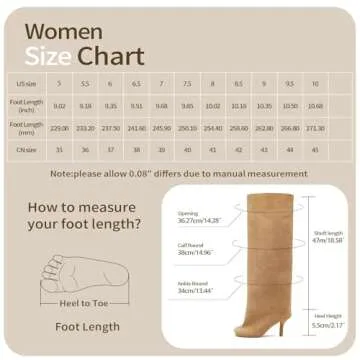 woivok Suede Boots Wide Calf Boots with Slim High Heels Square Toe Stiletto Boots Straight Tall Boots Slouchy Boots Women's Knee High Boots