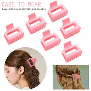 12 Pack Pink Square Claw Clips, Big and Small Neutral Rectangle Hair Claw Clips, Non-slip Matte Large Hair Clips for Women,Strong Hold jaw clip for Thick Thin Hair