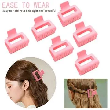 12 Pack Pink Square Claw Clips, Big and Small Neutral Rectangle Hair Claw Clips, Non-slip Matte Large Hair Clips for Women,Strong Hold jaw clip for Thick Thin Hair