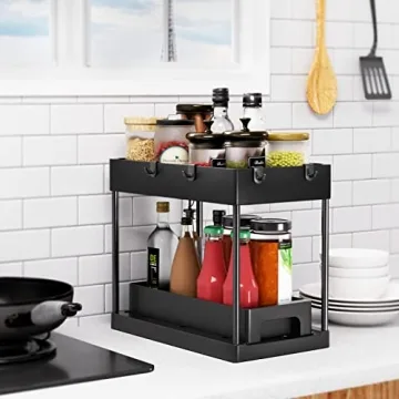 Huggiecart Under Sink Organizers - 2 Tier Storage Solution