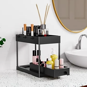 Huggiecart Under Sink Organizers - 2 Tier Storage Solution