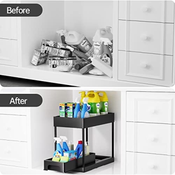 Huggiecart Under Sink Organizers - 2 Tier Storage Solution