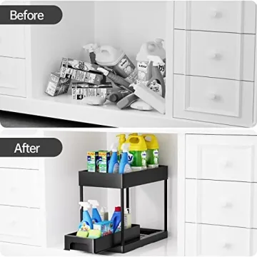 Huggiecart Under Sink Organizers - 2 Tier Storage Solution
