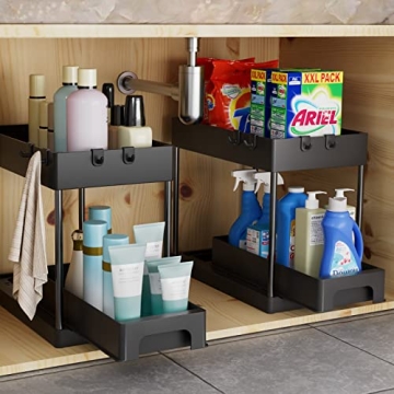 Huggiecart Under Sink Organizers - 2 Tier Storage Solution