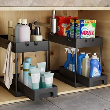 Huggiecart Under Sink Organizers - 2 Tier Storage Solution