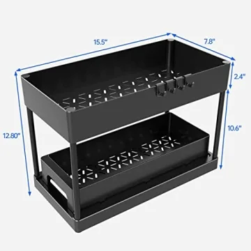 Huggiecart Under Sink Organizers - 2 Tier Storage Solution