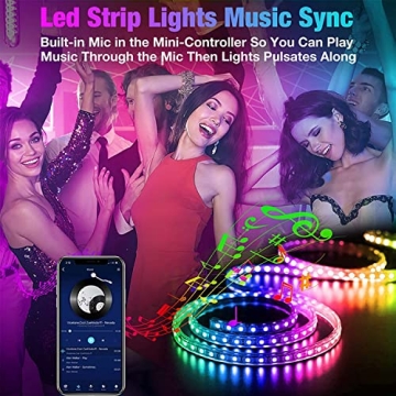 REEMEER 100ft Smart RGB LED Strip Lights Music Sync