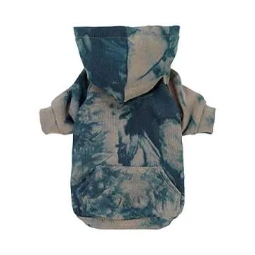 Fitwarm Tie Dye Dog Hoodie, Dog Clothes for Small Dogs Boy, Puppy Sweatshirt, Pet Outfit, French Bulldog Apparel, Dark Blue, Medium