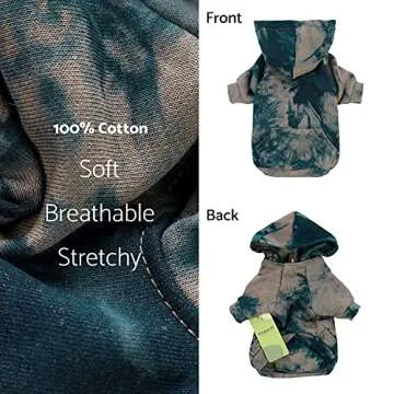 Fitwarm Tie Dye Dog Hoodie, Dog Clothes for Small Dogs Boy, Puppy Sweatshirt, Pet Outfit, French Bulldog Apparel, Dark Blue, Medium