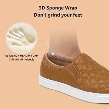 STQ Women's Fashion Sneakers Quilted Slip On Comfortable Loafers Brown Size 8.5