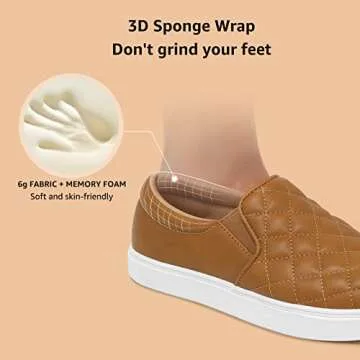 STQ Women's Fashion Sneakers Quilted Slip On Comfortable Loafers Brown Size 8.5
