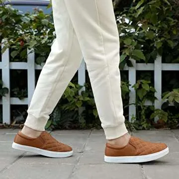 STQ Women's Fashion Sneakers Quilted Slip On Comfortable Loafers Brown Size 8.5