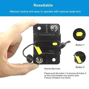 WOHHOM 200 Amp Circuit Breaker DC 12V -48V Waterproof 30A-300A Manual Reset Fuse Inverter for Trolling Motor Auto Car RV Marine Boat Current Overload Protection (200A)