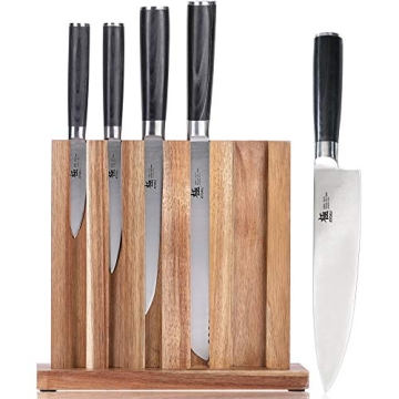 KYOKU 5-Knife Set with Block, 8" Chef Knife + 8" Bread Knife + 6.5" Boning Knife + 5" Utility Knife ...