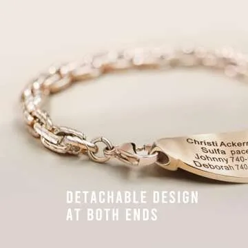 ASTERY Custom Medical Alert Bracelets for Women with Free Engraving,Personalized Emergency Identific...