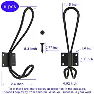 LLPJS Farmhouse Rustic Style Coat Hooks, Coat Rack Towel Hanger for Coats and Hats or Bags Clothes H...