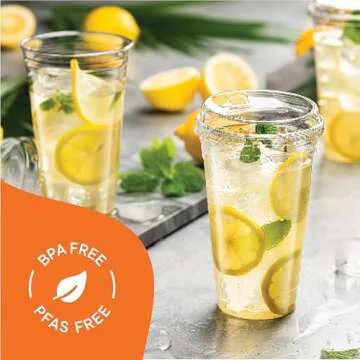 Eco-Friendly 24 oz Clear Plastic Cups with Lids